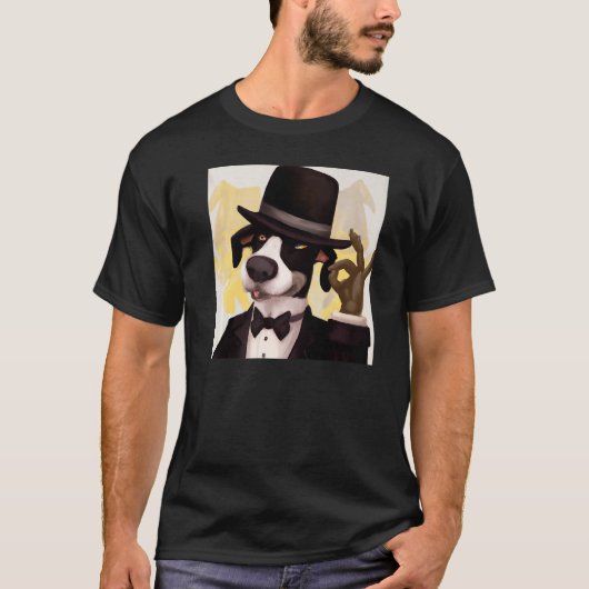Tuxedo-hondmeme schattige puppy doggy-portret zond t-shirt (Voorkant)