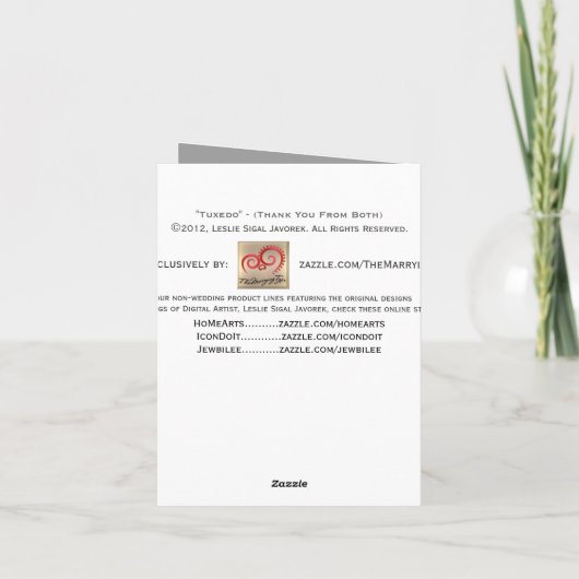 Tuxedo - Huwelijk Bedankt van Ons Beiden - kaart (Achterkant)