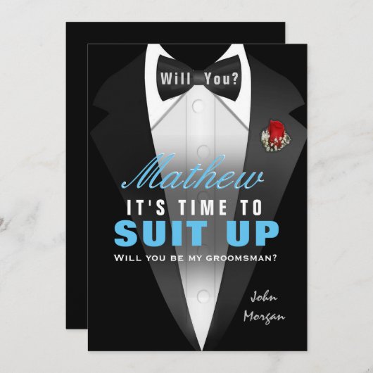 Tuxedo is mijn Groomsman Kaart (Voorkant / Achterkant)