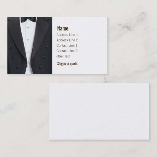 Tuxedo Jacket en Bow-Stropdas Visitekaartje (Voorkant / Achterkant)