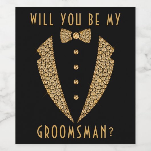 Tuxedo, jij bent mijn bruidegom wijn etiket (Enkel label)