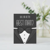 Tuxedo, jij wordt mijn beste man bruiloft Briefkaa Uitnodiging Briefkaart (Staand voorkant)