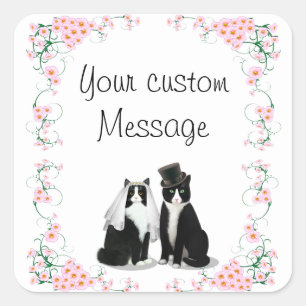 Tuxedo Kat Bruiloft  Vierkante Sticker