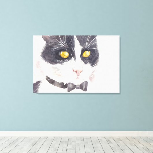 Tuxedo-kat Canvas Afdruk (Insitu (Houten vloer))