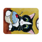 Tuxedo Kat & Cupcake Art Premium Magneet (Horizontaal)