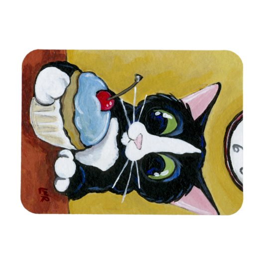 Tuxedo Kat & Cupcake Art Premium Magneet (Horizontaal)