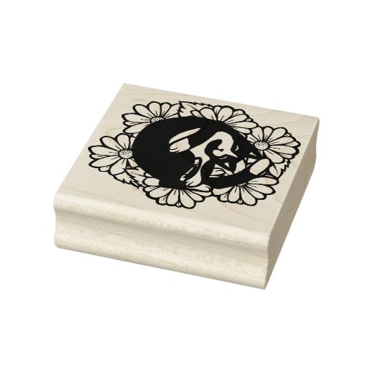 Tuxedo Kat Daisies Kunst Rubberstempel (Stempel)