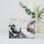 Tuxedo Kat die de Heilige Poot Aanraakt Briefkaart (Staand voorkant)