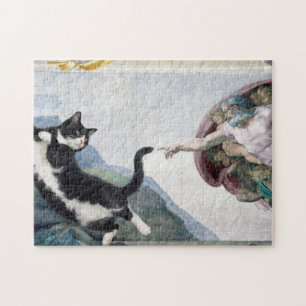 Tuxedo Kat die de Heilige Poot Aanraakt Legpuzzel