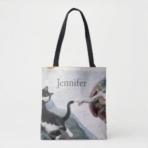 Tuxedo Kat die de Heilige Poot Aanraakt            Tote Bag