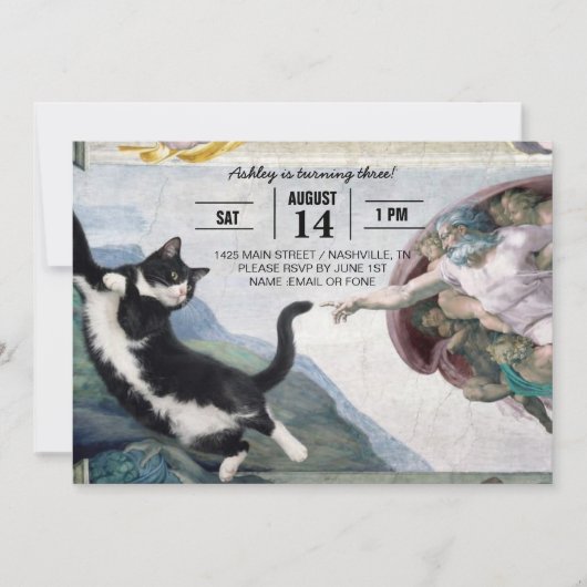 Tuxedo Kat Die Hemelse Poot Aanraakt Kaart (Voorkant)