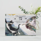 Tuxedo Kat Die Hemelse Poot Aanraakt Kaart (Staand voorkant)