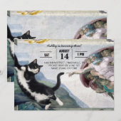 Tuxedo Kat Die Hemelse Poot Aanraakt Kaart (Voorkant / Achterkant)