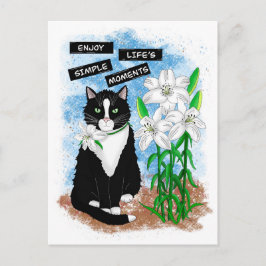 Tuxedo Kat en Lelies | Inspirerend prijsopgave Briefkaart