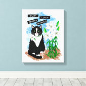 Tuxedo Kat en Lelies | Inspirerend prijsopgave Canvas Afdruk (Insitu (Houten vloer))