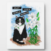 Tuxedo Kat en Lelies | Inspirerend prijsopgave Fotoplaat (Voorkant)