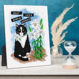 Tuxedo Kat en Lelies | Inspirerend prijsopgave Fotoplaat