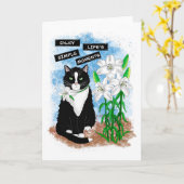 Tuxedo Kat en Lelies | Inspirerend prijsopgave Kaart (Gele Bloem)