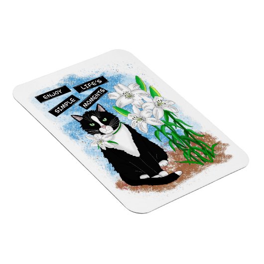 Tuxedo Kat en Lelies | Inspirerend prijsopgave Magneet (Rechterzijde)
