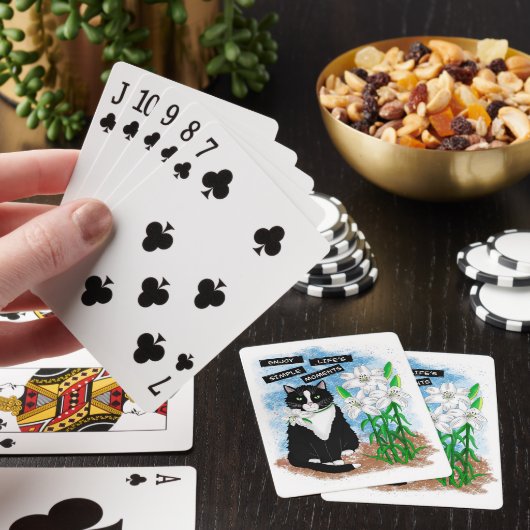 Tuxedo Kat en Lelies | Inspirerend prijsopgave Pokerkaarten