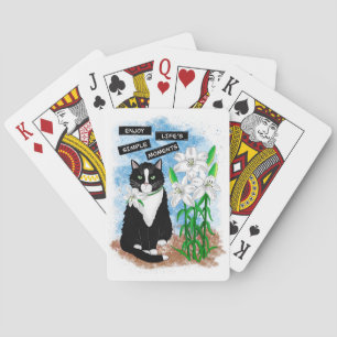 Tuxedo Kat en Lelies   Inspirerend prijsopgave Pokerkaarten