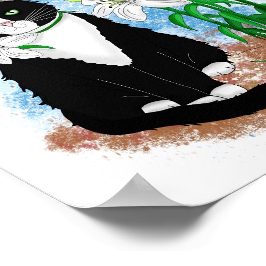 Tuxedo Kat en Lelies | Inspirerend prijsopgave Poster (Hoek)