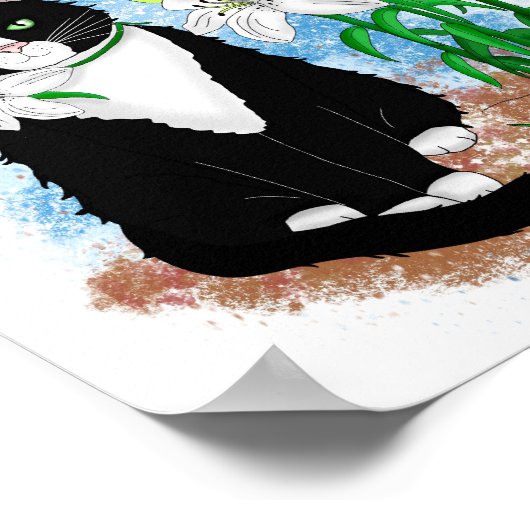 Tuxedo Kat en Lelies | Inspirerend prijsopgave Poster (Hoek)