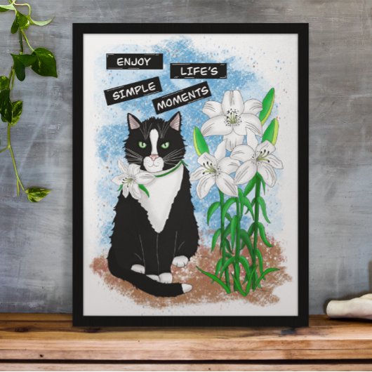 Tuxedo Kat en Lelies | Inspirerend prijsopgave Poster
