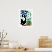 Tuxedo Kat en Lelies | Inspirerend prijsopgave Poster (Keuken)
