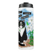 Tuxedo Kat en Lelies | Inspirerend prijsopgave Thermosbeker (Voorkant)