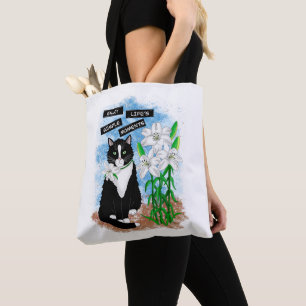 Tuxedo Kat en Lelies Inspirerend prijsopgave Tote Bag