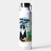 Tuxedo Kat en Lelies | Inspirerend prijsopgave Waterfles (Voorkant)