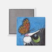 Tuxedo Kat en Onderkoning Vlinder Magneet (Voorkant / Achterkant)