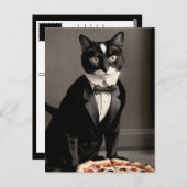 Tuxedo kat en pizza briefkaart (Voorkant / Achterkant)