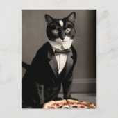 Tuxedo kat en pizza briefkaart (Voorkant)