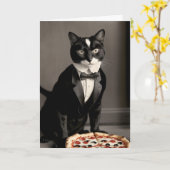 Tuxedo kat en pizza kaart (Gele Bloem)