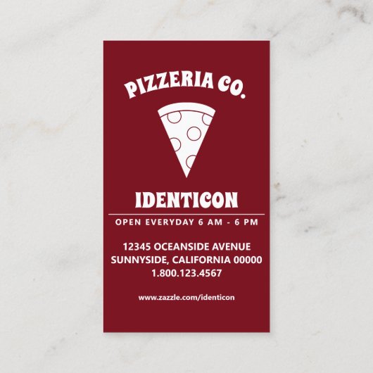 Tuxedo kat en pizza visitekaartje (Achterkant)