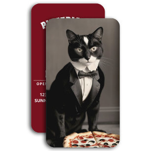Tuxedo kat en pizza visitekaartje
