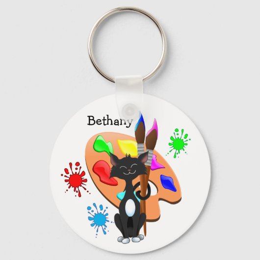 Tuxedo Kat En Verfpalet Sleutelhanger (Voorkant)