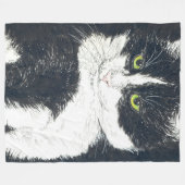 Tuxedo-kat Fleece Deken (Voorkant (Horizontaal))