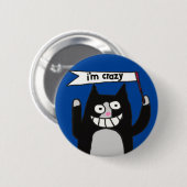 Tuxedo kat gek teken aangepaste katten naam ronde button 5,7 cm (Voorkant /achterkant)