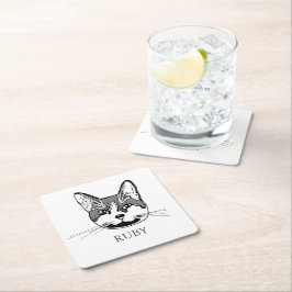 Tuxedo kat gepersonaliseerde hand tekening kartonnen onderzetters