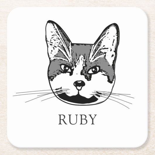 Tuxedo kat gepersonaliseerde hand tekening kartonnen onderzetters (Voorkant)