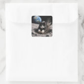 Tuxedo Kat Graaft een Maankrater Vierkante Sticker (Tas)