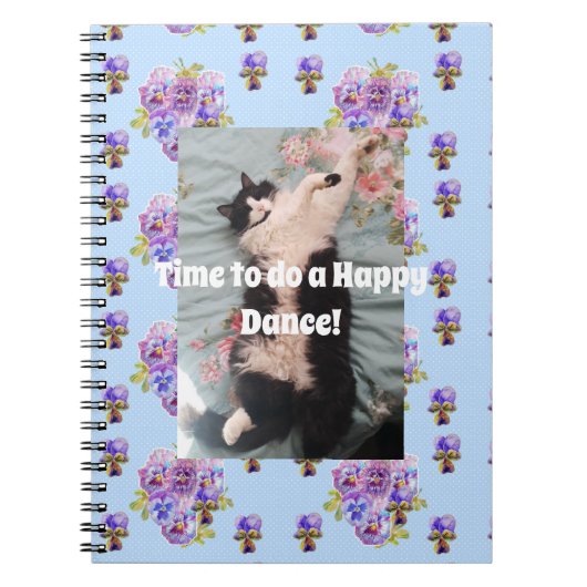 Tuxedo Kat Grappig Schattig Bloemig Geluks Dans No Notitieboek (Voorkant)