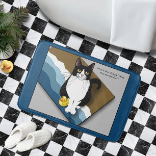 Tuxedo Kat Grappige Badkamer Privacy Blauw Badmat