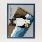 Tuxedo Kat Grappige Badkamer Privacy Blauw Legpuzzel (Verticaal)