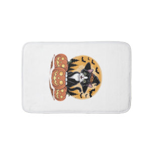 Tuxedo Kat Halloween Heks Schattige Pompoenen Esse Badmat