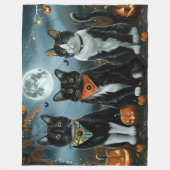 Tuxedo Kat Halloween Spoken Fleece Deken (Voorkant)
