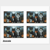 Tuxedo Kat Halloween Spoken Rechthoekige Sticker (Vel)